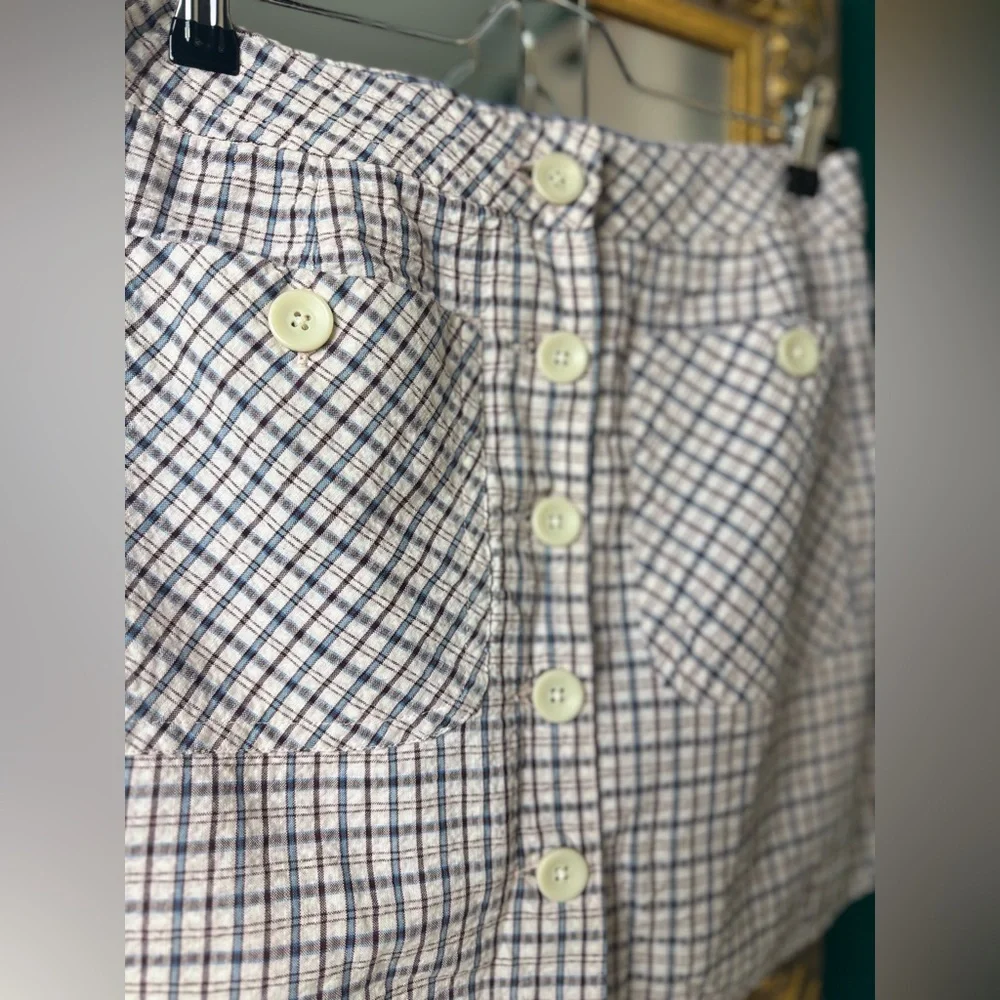 Vintage 90s Y2K American Eagle Mini Plaid Button Skirt Size 10 - Picture 2 of 5